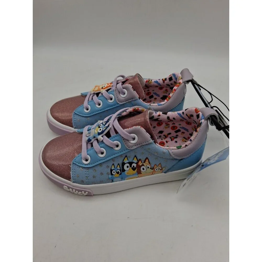 Bluey Sneakers Toddler Kids Size 12 Blue Purple Slip On Elastic Lace Shoes - Picture 5 of 10